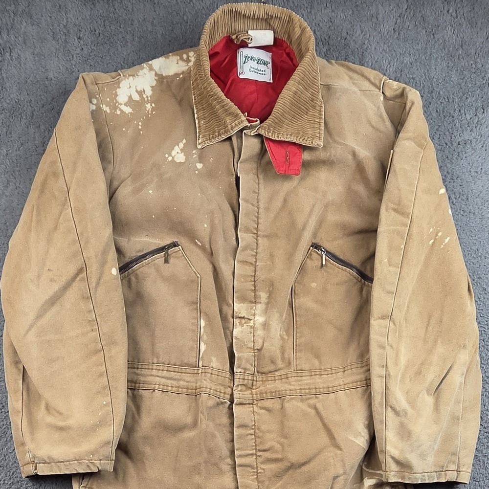 Vintage Walls Zero-Zone Coveralls Men's Large Distressed Insulated 80s 90s Tan